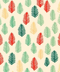 Wall Mural - festive christmas pattern plant leaf.