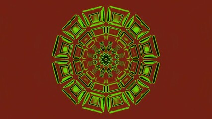 Wall Mural - intricate green geometric pattern swirls and transforms in a seamless loop, providing an engaging ba