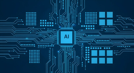 ai chip circuit board concept futuristic technology and artificial intelligence illustration, high-t