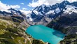 © 덕준 이 - clear glacier with turquoise lake, cinematic aerial