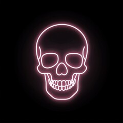 Canvas Print - skull neon illustration background.