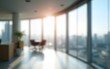 © li - blurred background of a light modern office interior and panoramic windows. High quality