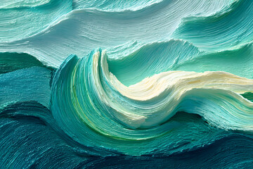 Wall Mural - smooth teal gradient background with a soft silky wae effect.