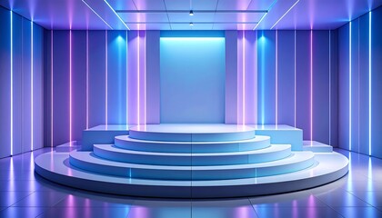 blue stage with steps