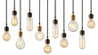 © Lang - hanging light bulbs isolated on transparent background isolated on white background