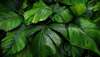lush green tropical leaves background