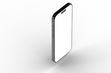 High-quality image of a modern smartphone with a blank white screen, perfect for app presentations or website mockups.