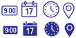 © Mr. 786 - Address time date icons set. Address location icon. Clock icon. Calendar icon. Time, date and address icon set. Calendar, clock, location. Editable stroke. Vector illustration