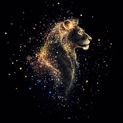 Wall Mural - colorful leo light glitter animal night art.