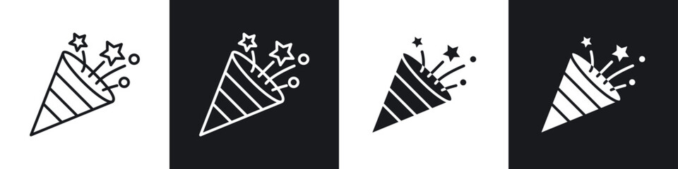 Confetti party popper icons graphic vectors