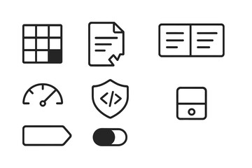 vector icons of digital tools and security