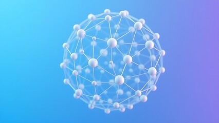 Futuristic blue and white spherical structure with interconnected nodes, symbolizing networks.