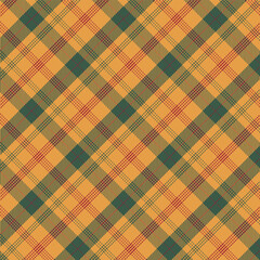 Wall Mural - Plaid with twill weave repeat pattern.Checkered tartan seamless pattern in yellow green red.Gingham geometric graphic vector illustration background design for fabric and prints.