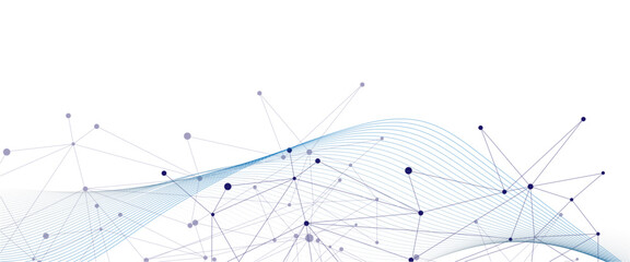 Abstract tech network connection dots. Digital technology and big data analysis background. White background with plexus lines. Geometric background with abstract meshabstract vector background
