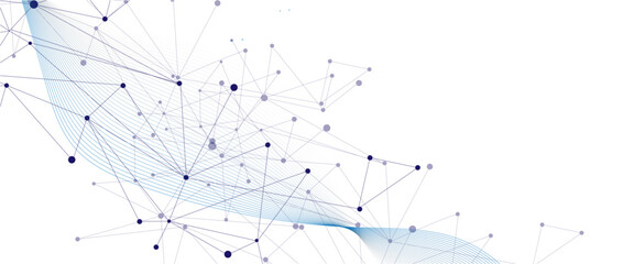 Abstract tech network connection dots. Digital technology and big data analysis background. White background with plexus lines. Geometric background with abstract abstract grunge background