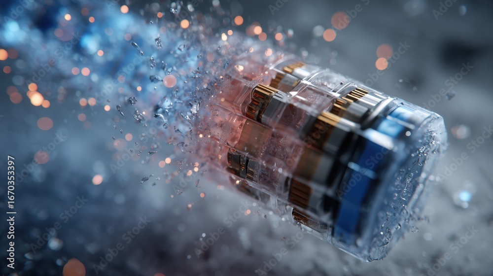 Battery Visualization Sodium-Ion Batteries. 3D exploded view of a sodium-ion battery, layers ...