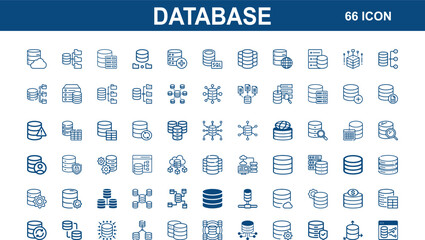 Modern database icons set for digital information and data management concepts vector