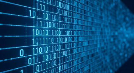 Digital background with binary code. Zeros and ones representing data, programming, and the digital world. Concept of computer science, information, and technology.