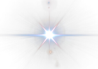 Wall Mural - Single Bright Star Shining with Lens Flare Isolate On Transparent Background, cutout, png