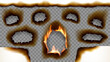 © Vector Tradition - Realistic paper fire burn edges and hole with scorched borders and glowing fire flames effects. 3d vector gaps with burning blazing tongues on sheet. Torn and ripped frames isolated layouts set
