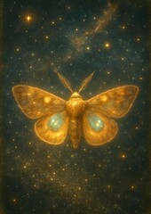 Wall Mural - celestial moth amidst starry cosmos.