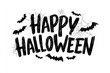 © Leo - Happy Halloween text design - Black bats and spider web - Festive greeting concept