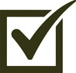 © Art by Redu - bold check mark inside square checkbox icon, approval tick symbol isolated on white background
