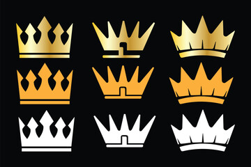 Big collection quality black crowns. Crown icon set illustration. Collection of crown silhouette. Crown vector collection, royal luxury symbols. Crown ...