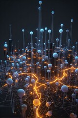Wall Mural - Abstract digital city network design.