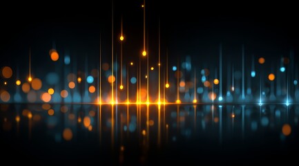 Black and orange background with a series of glowing lines. The lines are orange and blue and appear to be moving