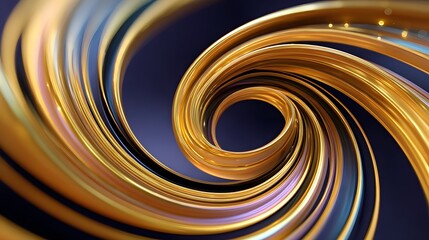 Wall Mural - dynamic abstract swirl pattern with gold and colorful textures on a dark background