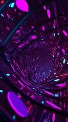 Wall Mural - Abstract tunnel of vibrant neon lights.