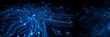 © Mdsamim - Abstract dark blue circuit board technology background with glowing light for computer electronic chip, microchip and hardware concept