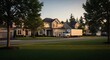 © MdLutfur - A moving truck parked in front of a house in a suburban neighborhood, representing relocation, new beginnings, and the excitement of moving to a new home