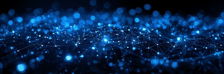 A dynamic blue network background with connecting dots and lines creates a futuristic and technological feel for modern digital communication