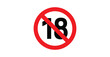 © VectorCraze - No 18 Symbol in Red Circle: Age Restriction Warning Sign for Under 18, Suitable for Content Control, Safety, and Digital Compliance