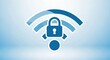 © Tams - Secured wireless network icon. Lock over wifi signal illustration.