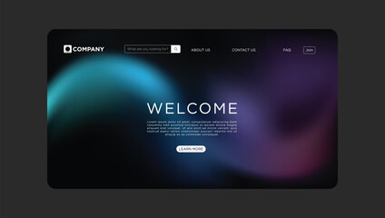 Modern digital welcome screen with gradient background and navigation for business websites