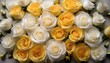 © Halee - elegant mix of white and yellow roses arranged densely ideal for optimistic and romantic designs like invitations spring greeting cards branding seasonal decor or beauty visuals