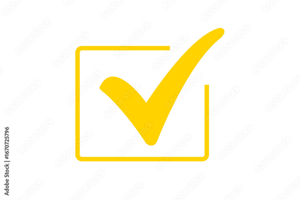 yellow check mark in checkbox outline complete, validated, approved ...
