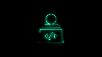 Illuminated software developer icon representing code writing and digital technology development