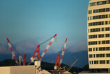 朝の空とクレーンとビル20250721-