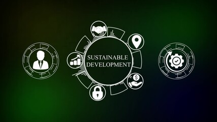 SUSTAINABLE DEVELOPMENT Technology, Internet and network concept .network , business ,technology concept animation technology background. Animated SUSTAINABLE DEVELOPMENT process featuring video.