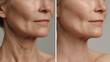 © Andres Mejia - Woman showing neck before and after skin rejuvenation