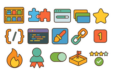 Business and web development icon set. flat, colorful icons for digital projects.