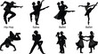 © Sabbir's World - Black and white dance silhouette, hip hop, salsa, ballet, couple dance, solo pose, performance, artistic movement, stage, cultural expression