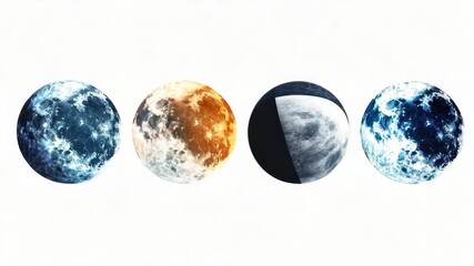 Wall Mural - a stylized representation of the lunar cycle with solar eclipse effects. artful and colorful of cele