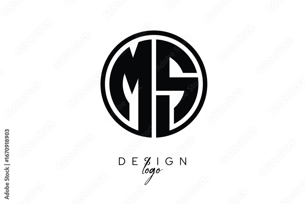 MS Circular Monogram Logo Modern Black White Emblem For Luxury ms-circular-monogram-logo-modern-black-white-emblem-for-luxury