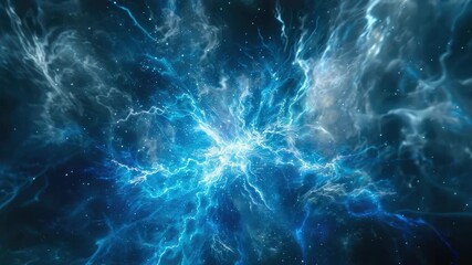 Wall Mural - A spectacular view of a cosmic explosion in deep space, with stars and nebulous gas creating a vivid and dynamic galaxy scene.