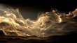 © Chok2533 - An ethereal, dreamlike depiction of a liquid gold flow. The gold is a soft, glowing fluid, suspended in a dark, misty void. It flows in delicate, swirling patterns, creating a sense of weightlessness